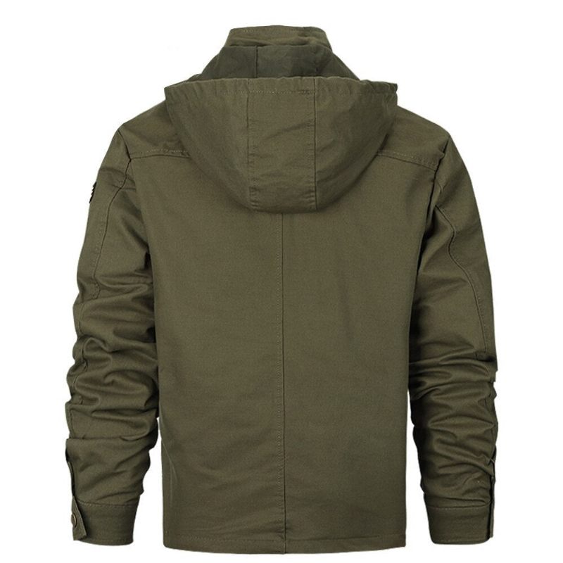 Militärjacka Herr Hooded Cotton Pilotjacka Kappa Army Bomberjackor Cargo Flight Jacka Man - Svart