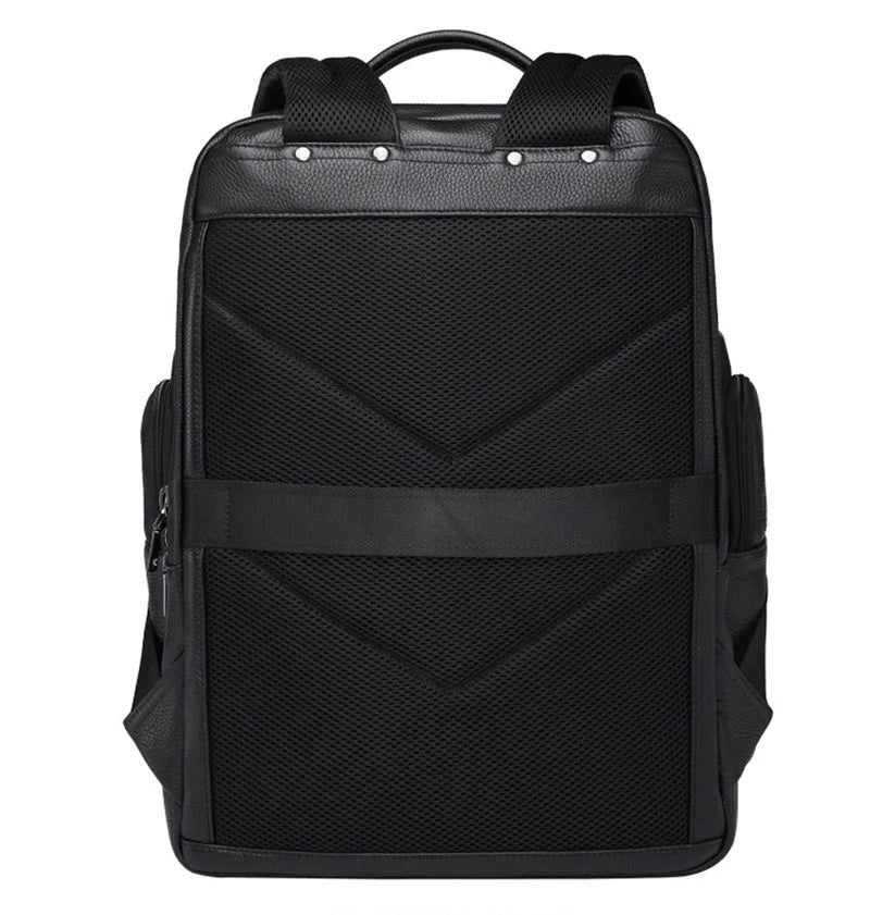 Mjuk Ryggsäck I Äkta Läder Fit Laptop Daypack Man Reseryggsäck - Svart