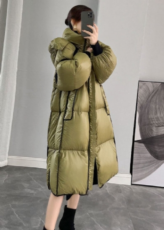 Mode Army Green Hooded Dragkedja Patchwork Duck Down Canada Goose Coats Vinter