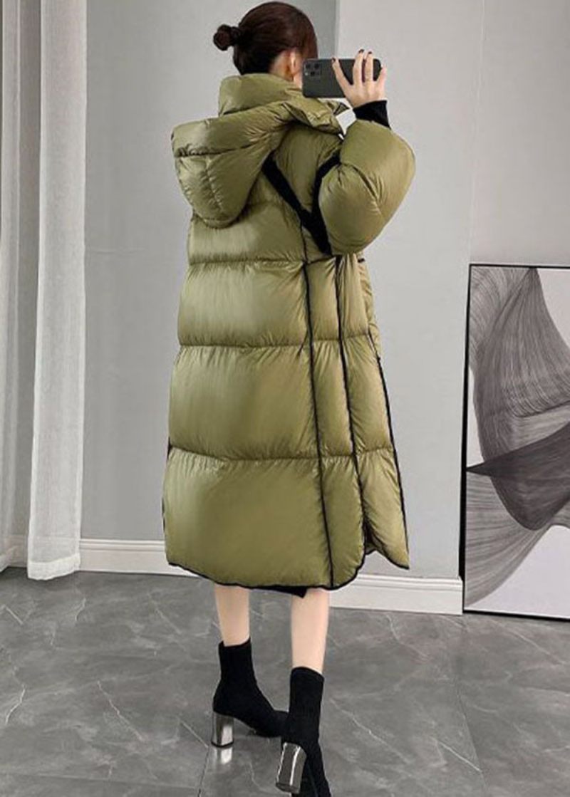 Mode Army Green Hooded Dragkedja Patchwork Duck Down Canada Goose Coats Vinter - Dunjackor för kvinnor