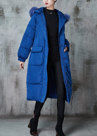 Mode Blå Oversized Duck Down Puffers Jackor Vinter