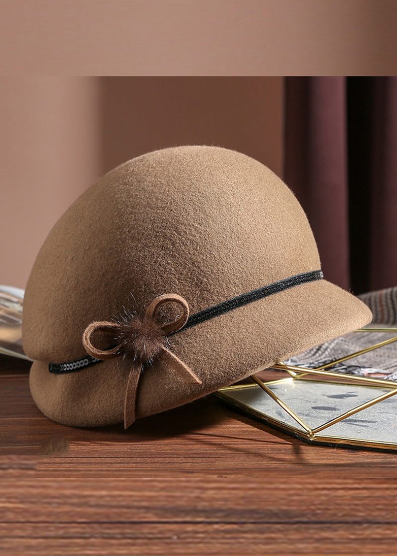 Mode Camel Bow Ull Basker Hat - Kamel