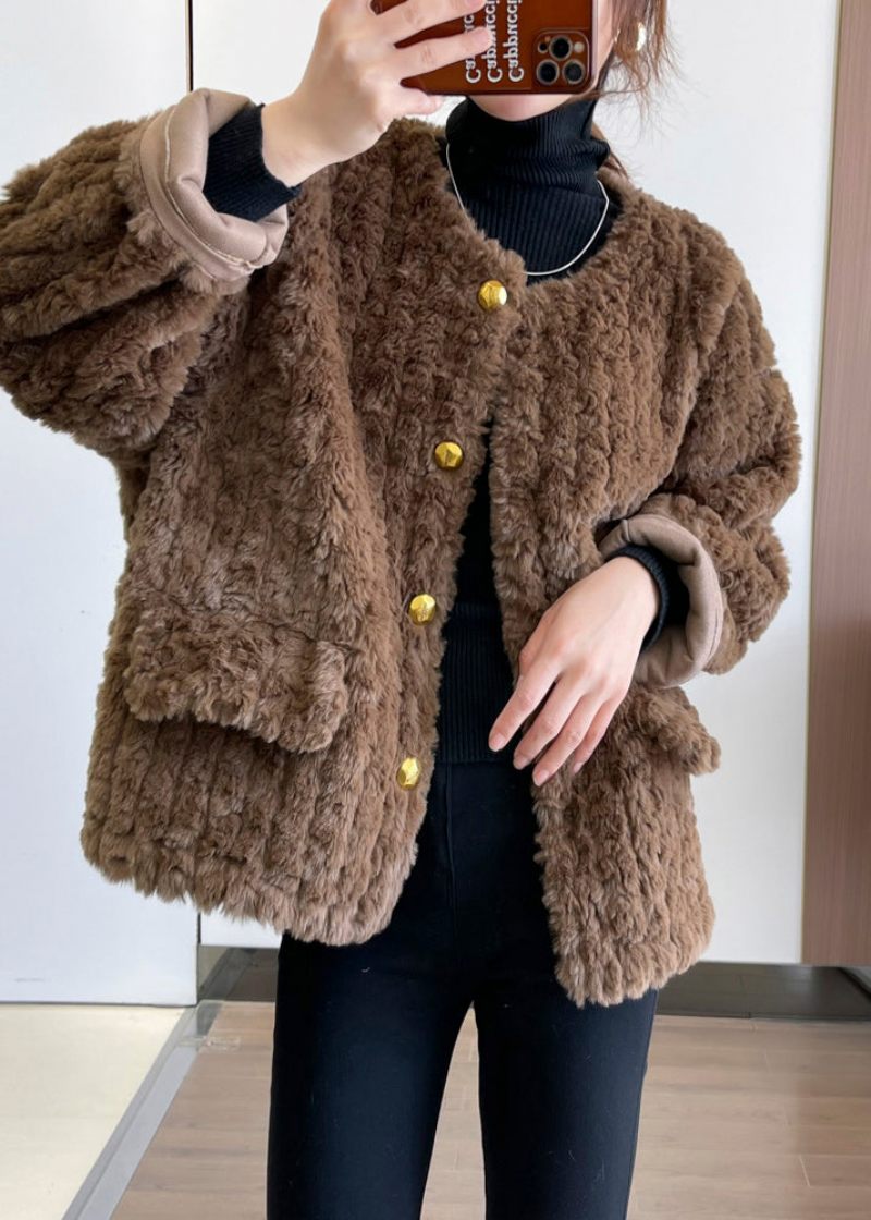 Mode Khaki Tjock Fuskpäls Teddy Coat Vinter - Vinterkappor för kvinnor