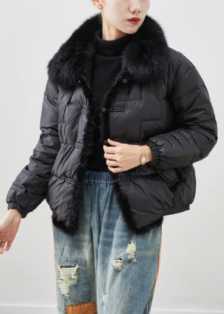 Modern Black Fox Krage Patchwork Mink Hair Duck Down Puffers Jackor Vinter