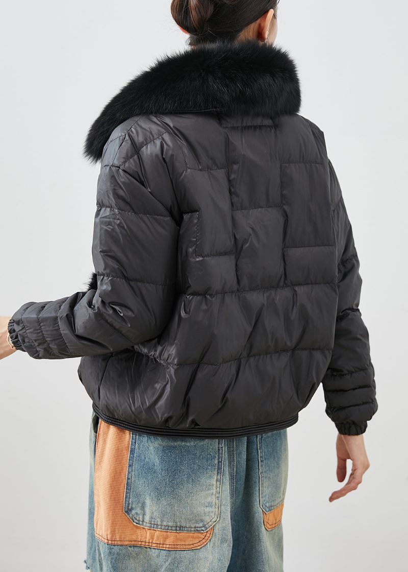 Modern Black Fox Krage Patchwork Mink Hair Duck Down Puffers Jackor Vinter - Dunjackor för kvinnor