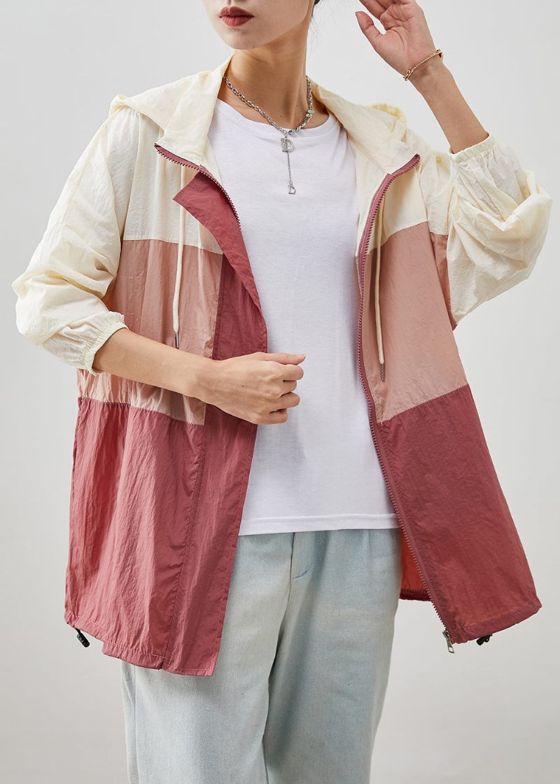 Modern Colorblock Oversized Patchwork Drawstring Coat Fall