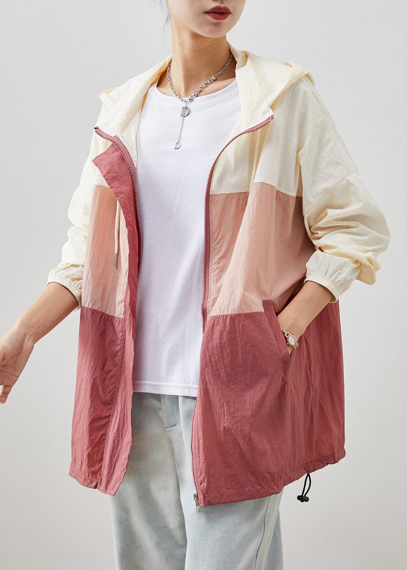 Modern Colorblock Oversized Patchwork Drawstring Coat Fall - Vinterkappor för kvinnor