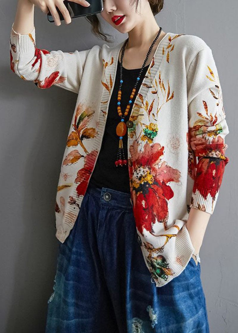 Modern Vit Oversized Tie Dye Stickad Cardigan Winter