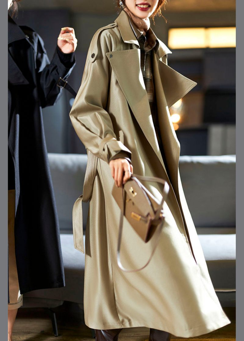 Moderna Khaki Naggade Fickor Sashes Trench Coat Fall - Kaki