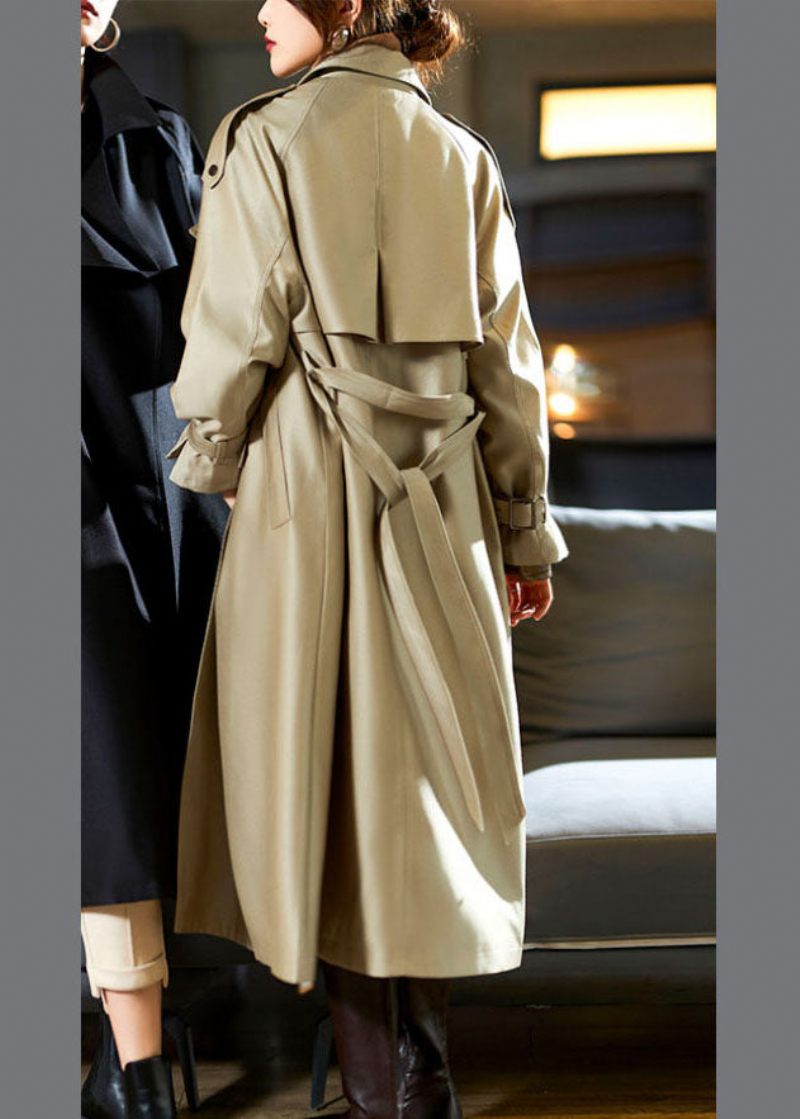 Moderna Khaki Naggade Fickor Sashes Trench Coat Fall - Kaki