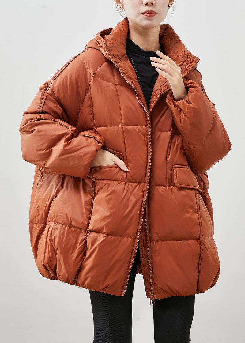 Monterad Orange Oversized Duck Down Puffer Jacka Vinter