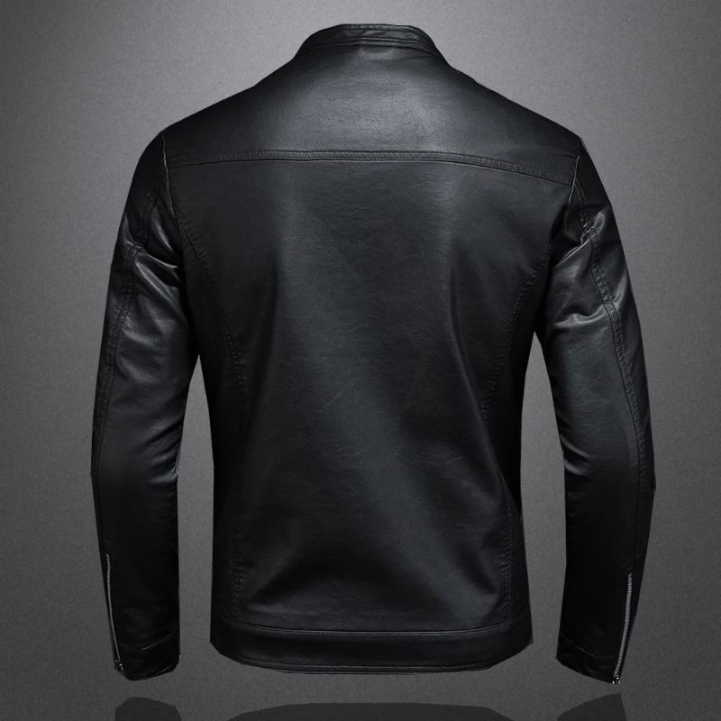 Motorcykel Skinnjackor Herr Business Casual Biker Skinnjacka - Svart