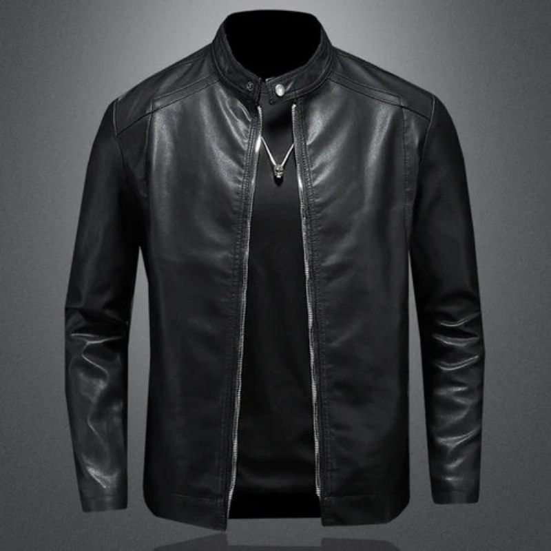 Motorcykel Skinnjackor Herr Business Casual Biker Skinnjacka - Svart