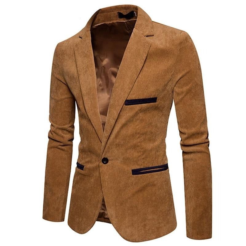 Ny Casual Herr Blazer Manchester Patchwork Business One Button Slim Fit Man Kostymer Jacka Blazers - Kaki