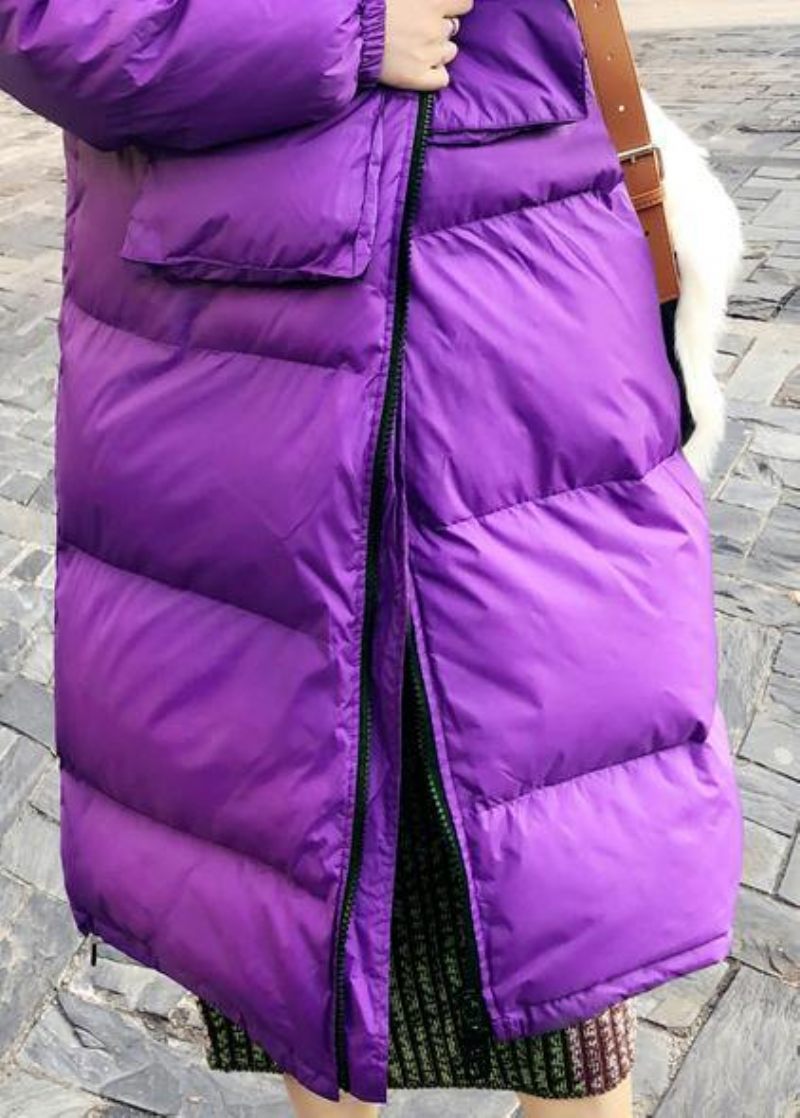 Ny Lila Dunjacka Vintertrendig Plus Size Snöjackor Med Krage Cinched Elegant Jackets - Vit