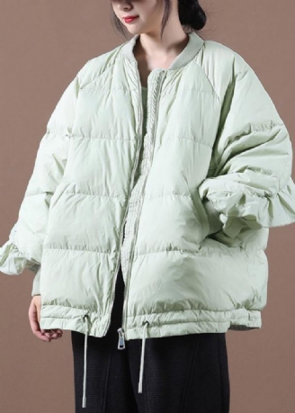 Ny Ljusgrön Ankdunkappa Plus Size Kläder Dunjacka Stativ Krage Ruffles Fine Jackets