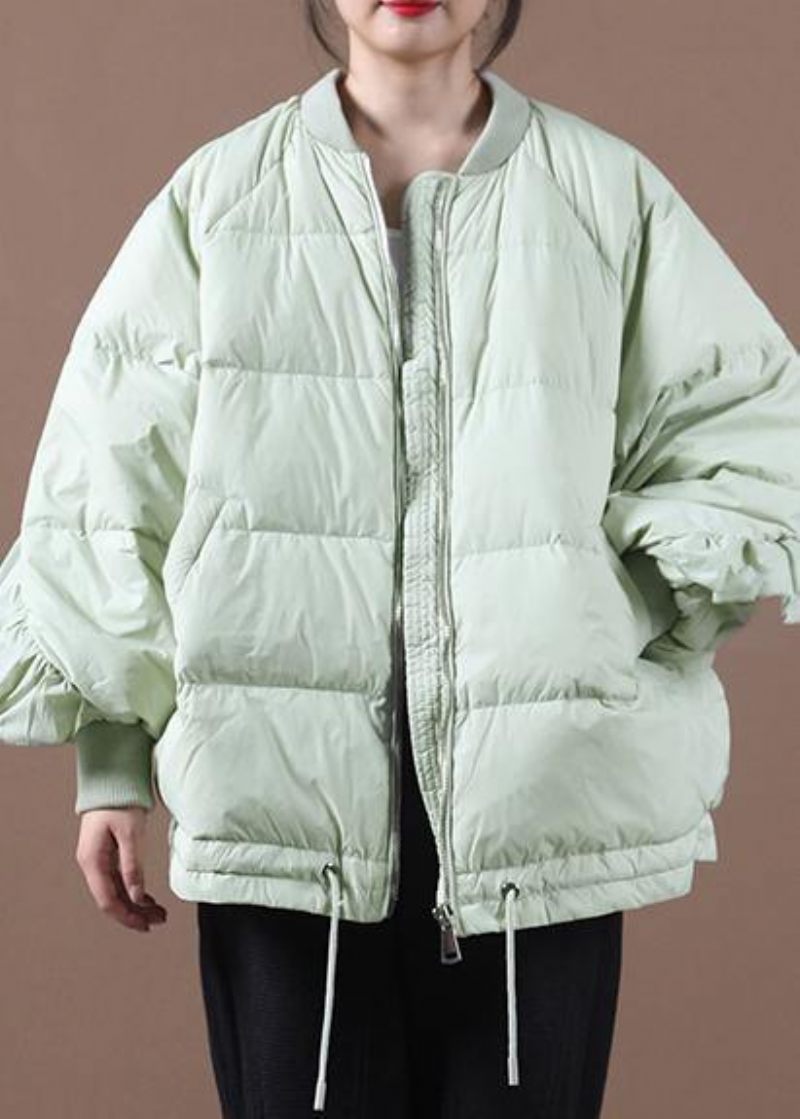 Ny Ljusgrön Ankdunkappa Plus Size Kläder Dunjacka Stativ Krage Ruffles Fine Jackets - Svart