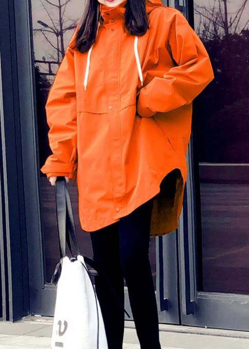 Ny Orange Ankdunkappa Plus Size Damparkas Med Huva Med Dragkedja Eleganta Kappor