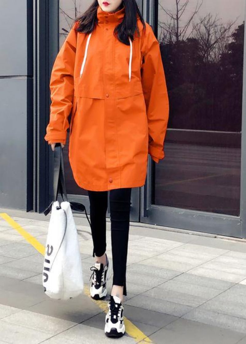 Ny Orange Ankdunkappa Plus Size Damparkas Med Huva Med Dragkedja Eleganta Kappor - Vit