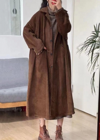 Nya Karamellknappfickor Manchester Lång Trenchcoat Långärmad