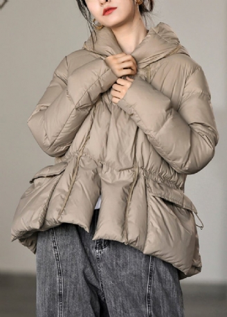 Nya Khaki Hooded Fickor Dragsko Duck Dunrockar Vinter