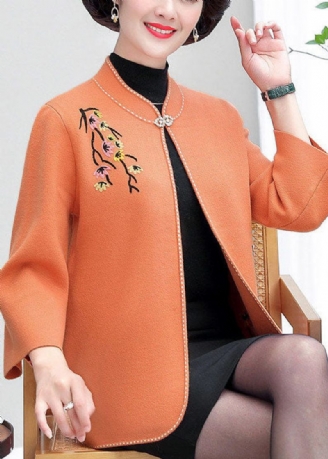 Orange Ylle Cardigans Broderade Stativ Krage Vinter