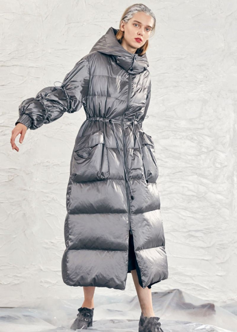 Original Design Caramel Hooded Dragstring Duck Down Puffer Coat Winter - Dunjackor för kvinnor