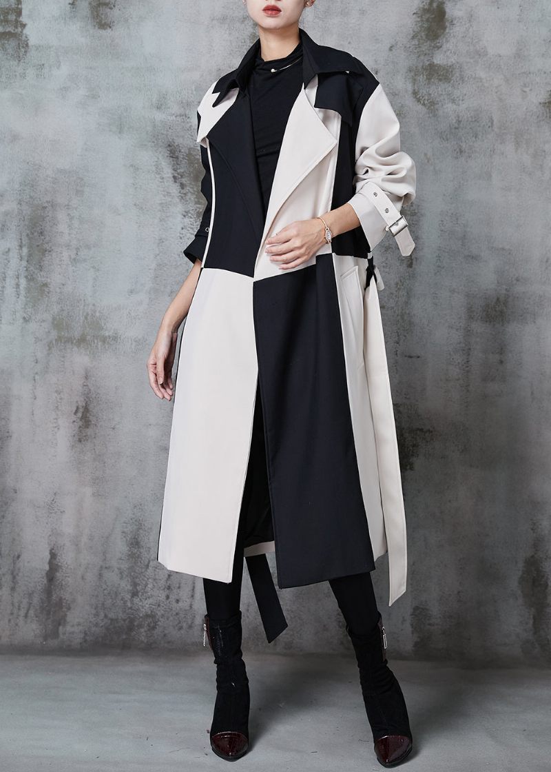 Originaldesign Colorblock Notched Patchwork Cotton Trench Spring