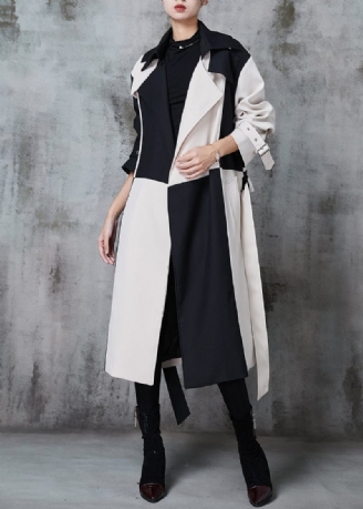 Originaldesign Colorblock Notched Patchwork Cotton Trench Spring