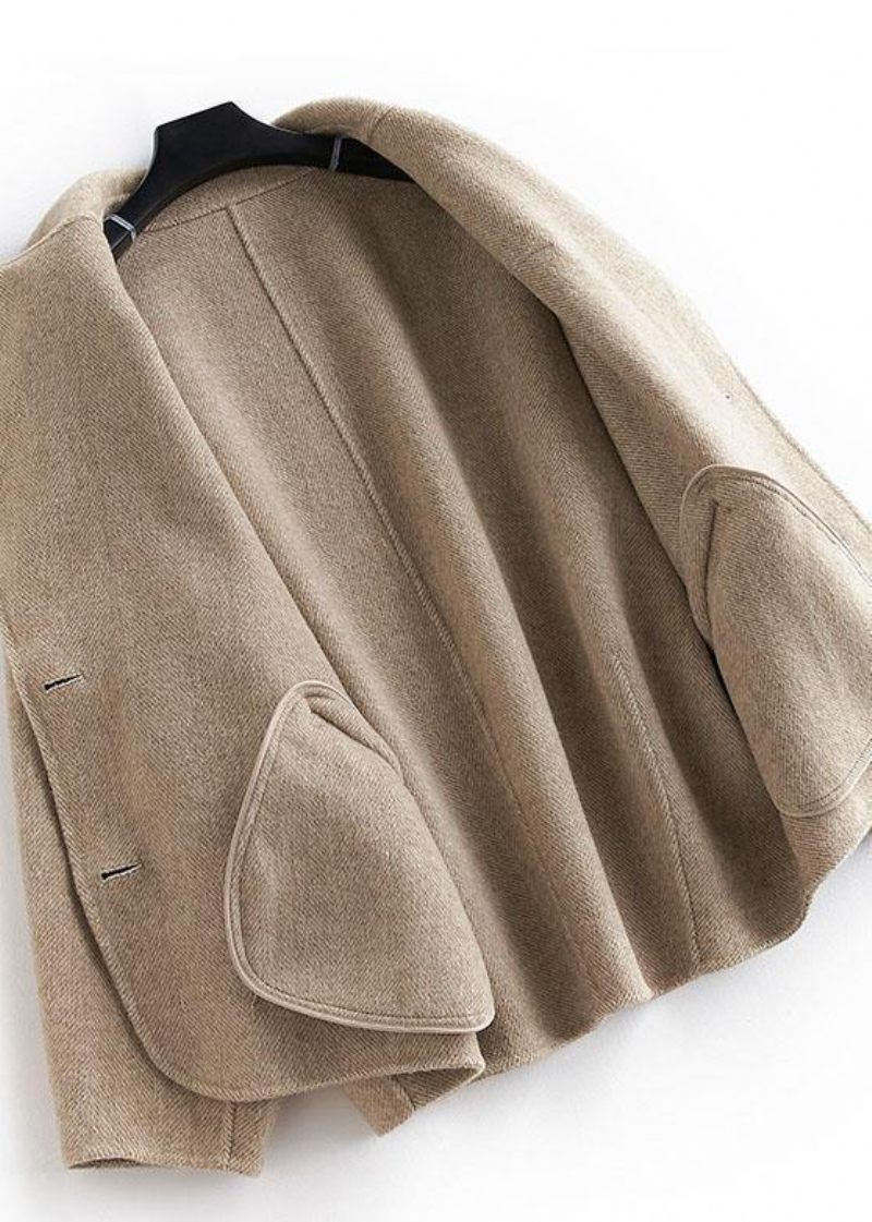 Oversized Mellanlång Kappa Button Down Nude Nackad Ullöverrock - Trenchcoats för kvinnor