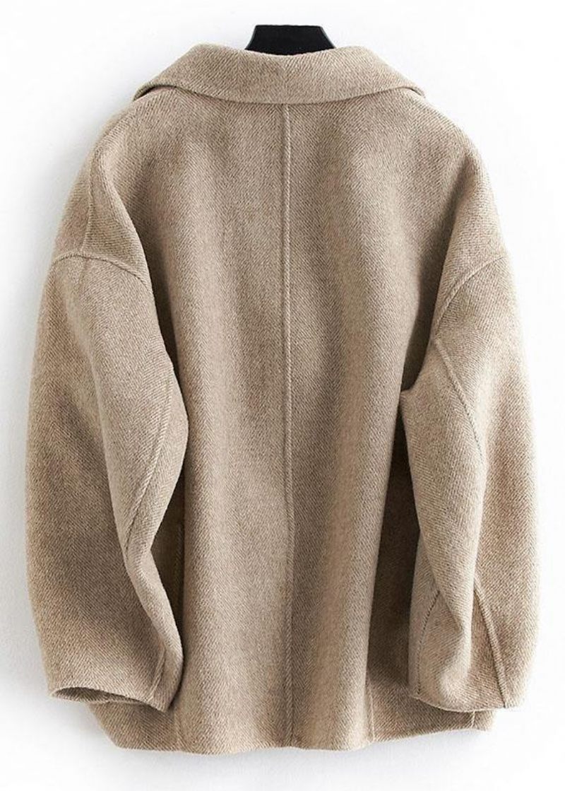 Oversized Mellanlång Kappa Button Down Nude Nackad Ullöverrock - Trenchcoats för kvinnor