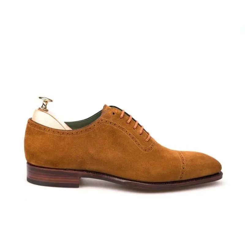 Oxford Brogue Män Skor Klänning Formell Bröllop Man Sko Business Handgjorda Mocka Läder Designer Män Original - Brun