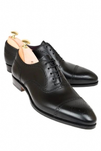 Oxford Brogue Man Business Shoes Solid Office Designer Best Man Shoe Handgjorda Äkta Läderskor För Män