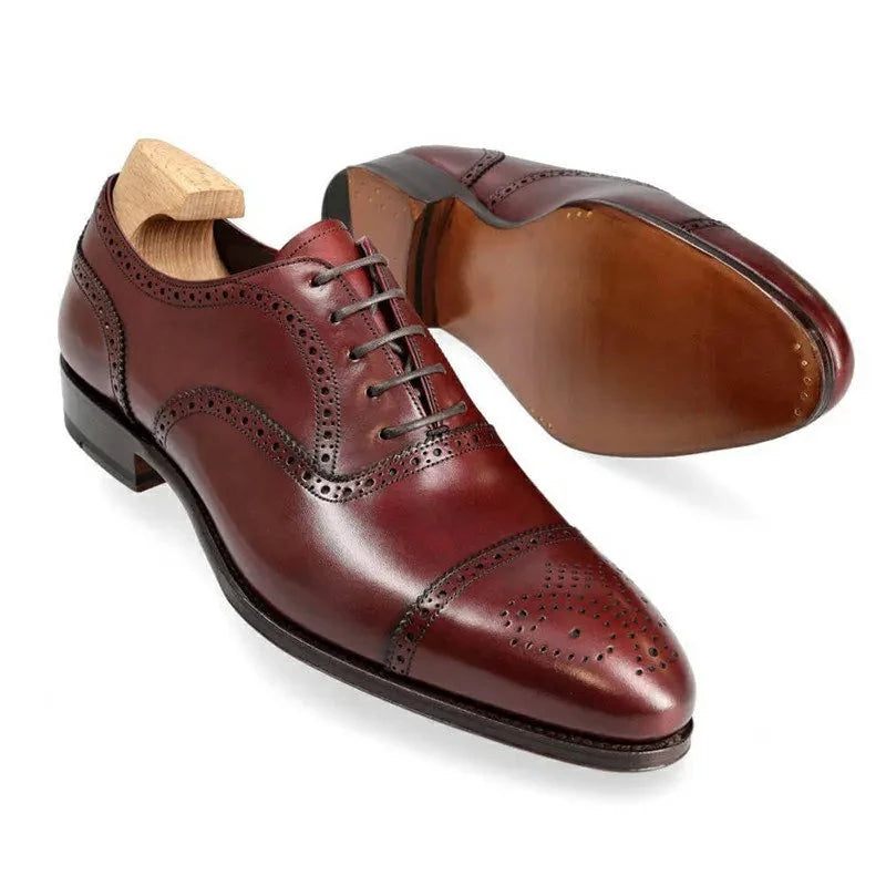 Oxford Brogue Man Business Shoes Solid Office Designer Best Man Shoe Handgjorda Äkta Läderskor För Män - Kamel