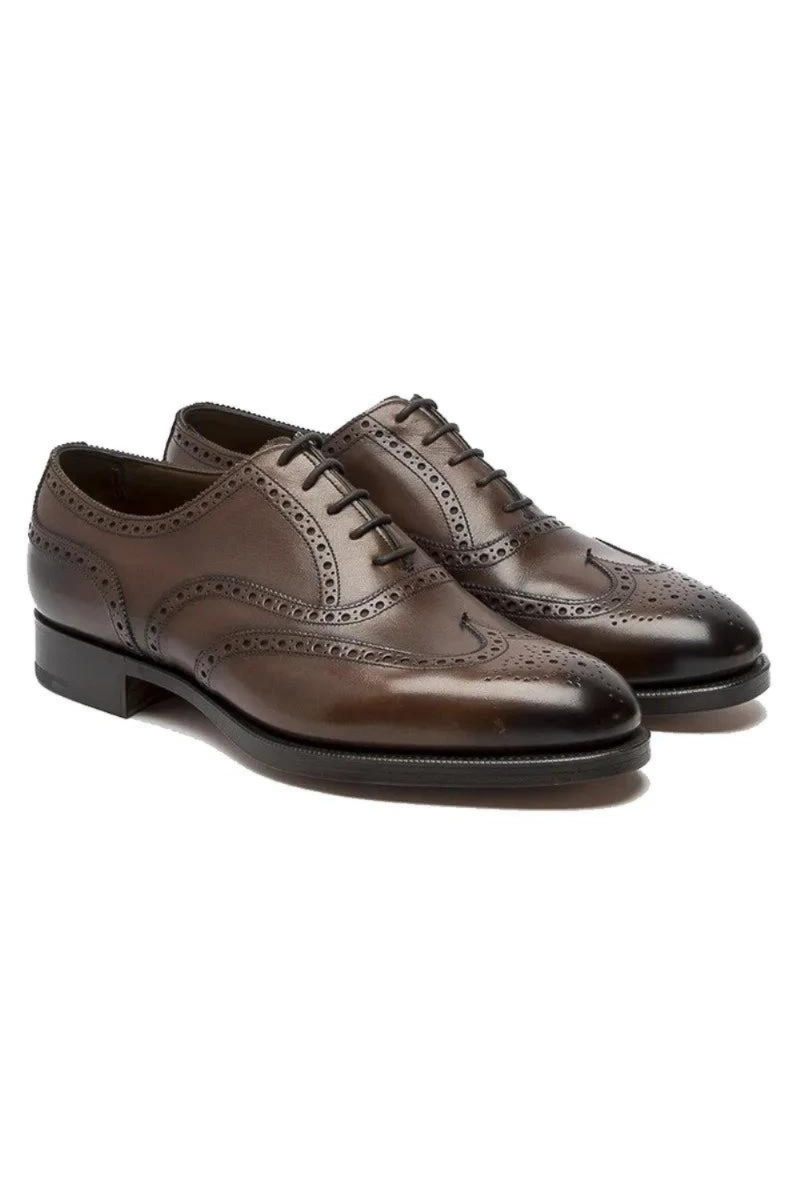 Oxford Brogue Style Bröllopsklänning Formell Bästa Skor Kontor Brudgum Handgjorda Business Designer Man