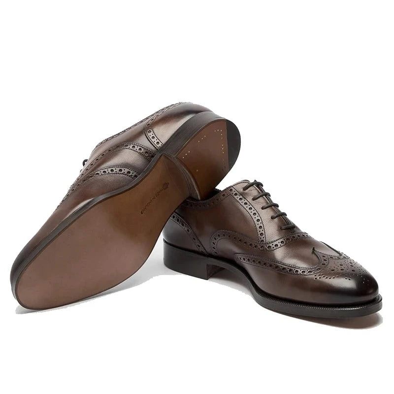 Oxford Brogue Style Bröllopsklänning Formell Bästa Skor Kontor Brudgum Handgjorda Business Designer Man - Brun