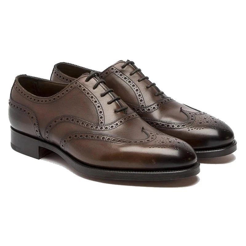 Oxford Brogue Style Bröllopsklänning Formell Bästa Skor Kontor Brudgum Handgjorda Business Designer Man - Brun