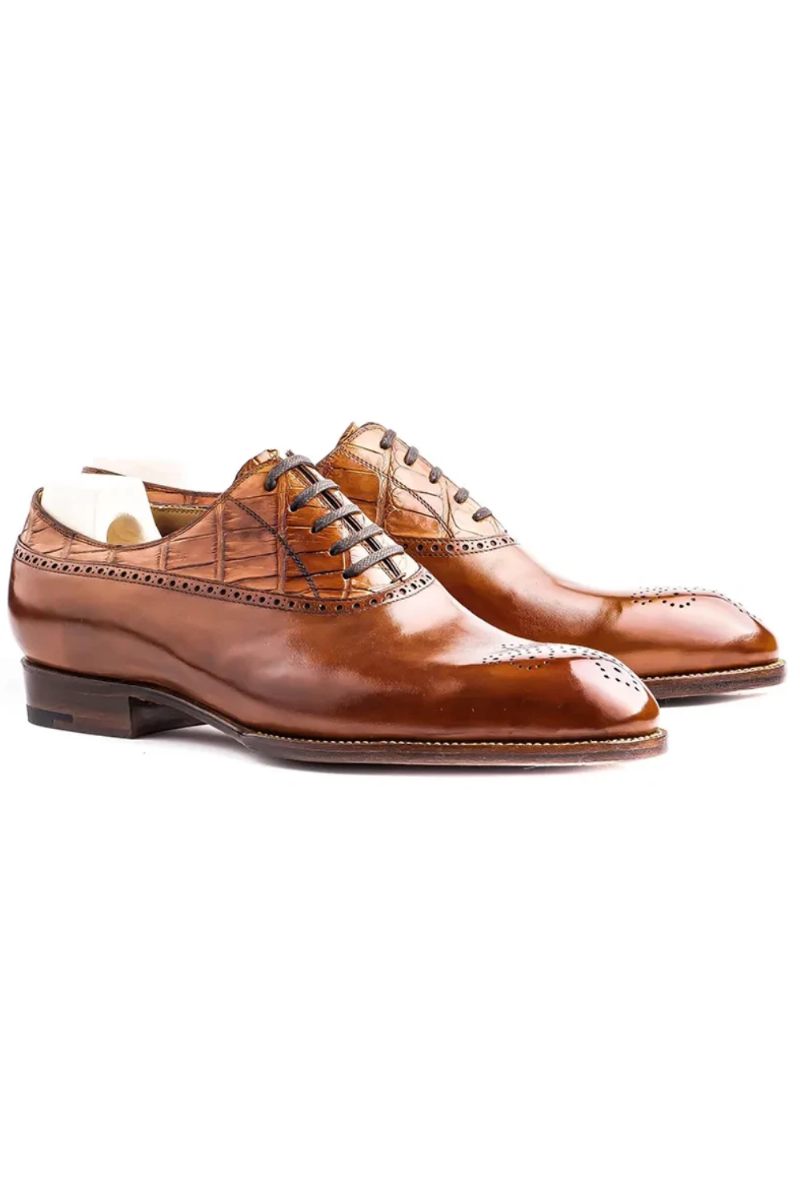 Oxford Klänning Brogue Style Man Skor Äkta Läder Sko Bästa Formella Original Business Designer