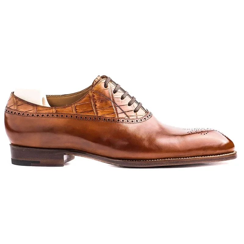 Oxford Klänning Brogue Style Man Skor Äkta Läder Sko Bästa Formella Original Business Designer - Brun