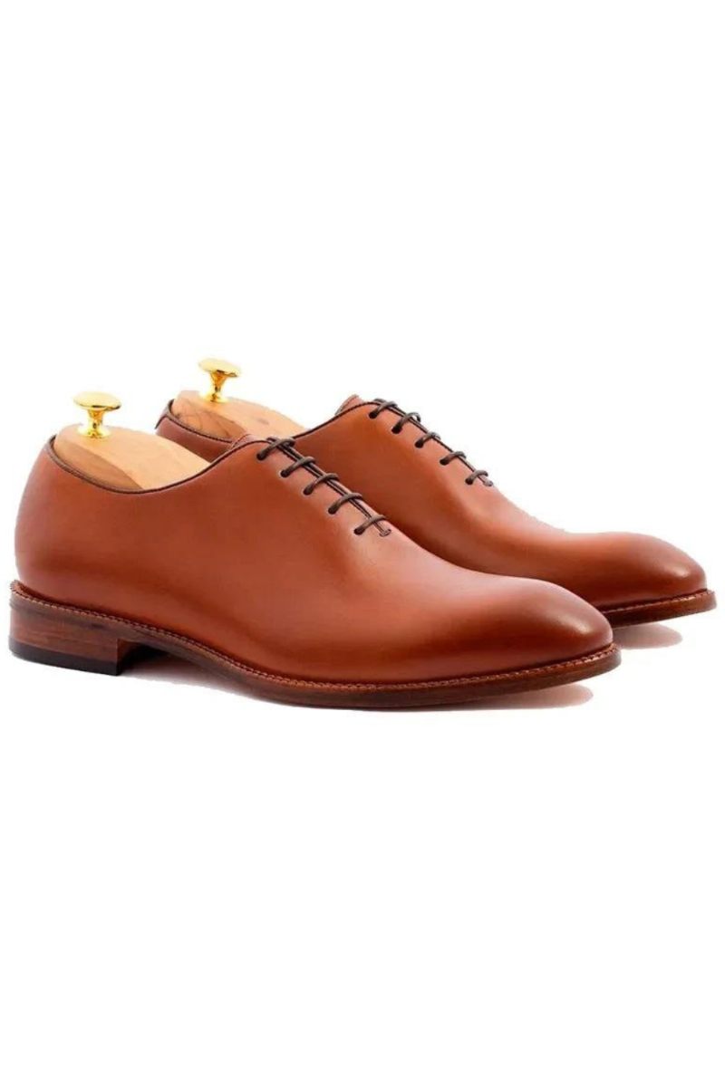 Oxford Solid Dress Business Skor Designer Handgjorda Bröllop Formella Äkta Läder Original Best Man Shoes