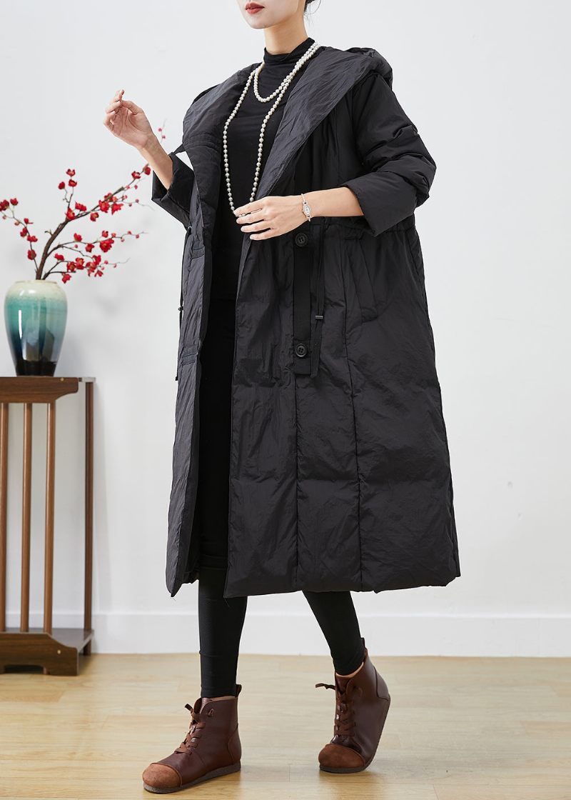 Plus Size Black Oversized Patchwork Duck Dunjacka På Vintern