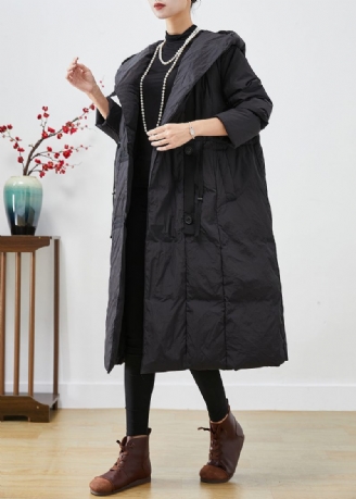 Plus Size Black Oversized Patchwork Duck Dunjacka På Vintern