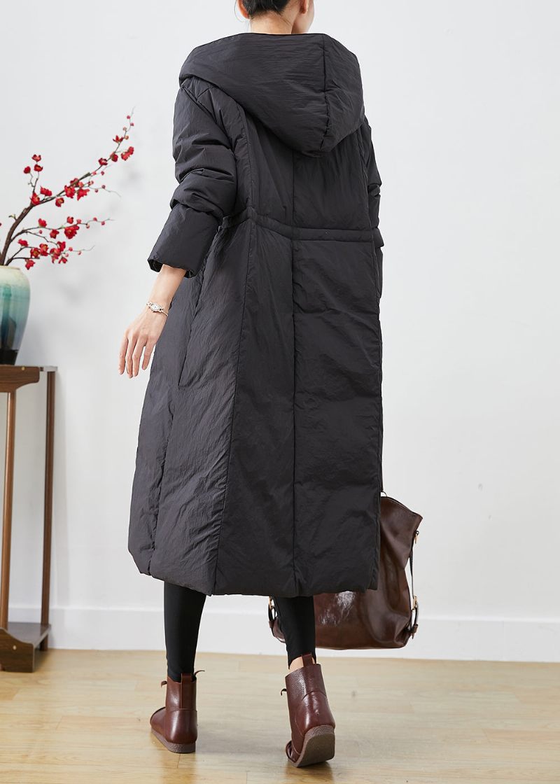 Plus Size Black Oversized Patchwork Duck Dunjacka På Vintern - Dunjackor för kvinnor