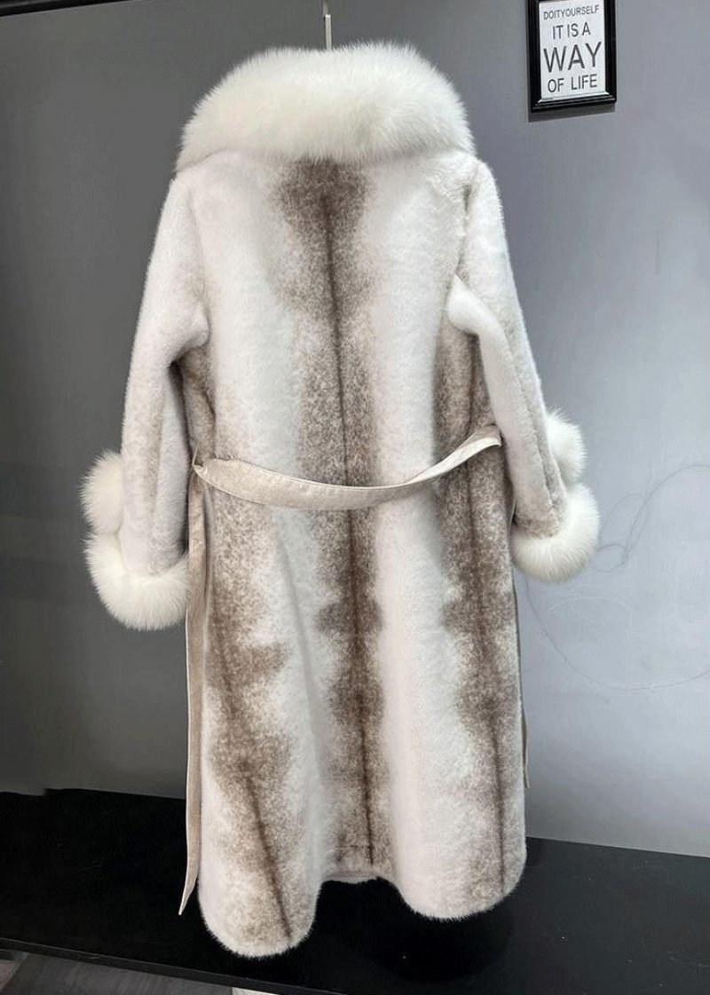 Plus Size Dull Purple Fox Krage Tie Midja Mink Velvet Trench Winter - Vinterkappor för kvinnor