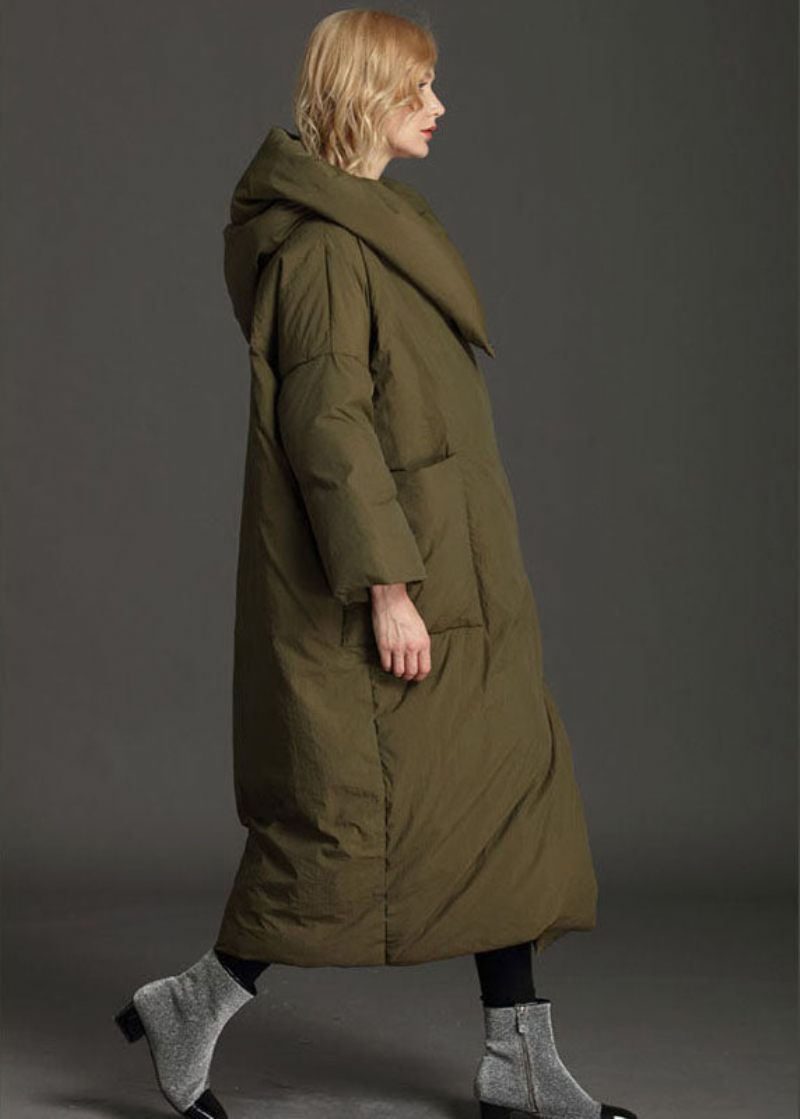 Plus Size Grå Luva Lös Vinter Duck Down Puffer Coat - Svart