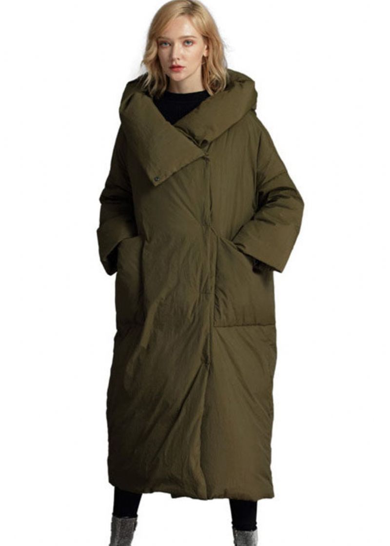 Plus Size Grå Luva Lös Vinter Duck Down Puffer Coat - Svart