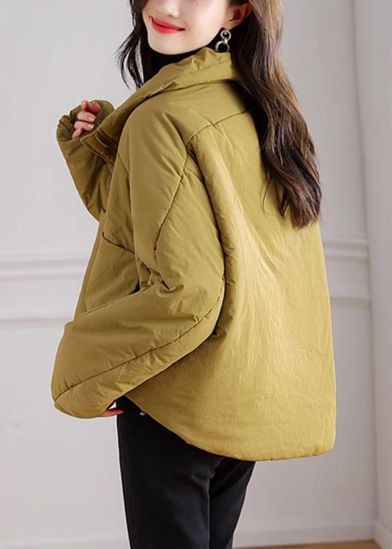 Plus Size Gula Zip Up-fickor Patchwork Parka Winter - Dunjackor för kvinnor