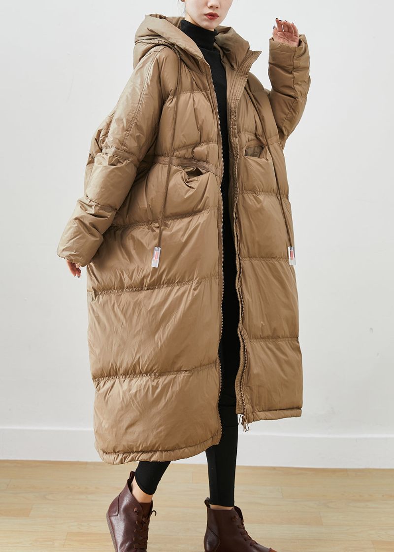 Plus Size Khaki Oversized Dragsko Duck Down Vinterkappor Vinter - Dunjackor för kvinnor