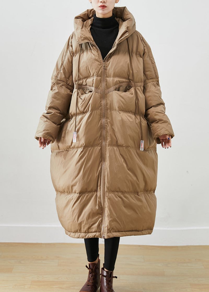 Plus Size Khaki Oversized Dragsko Duck Down Vinterkappor Vinter - Dunjackor för kvinnor