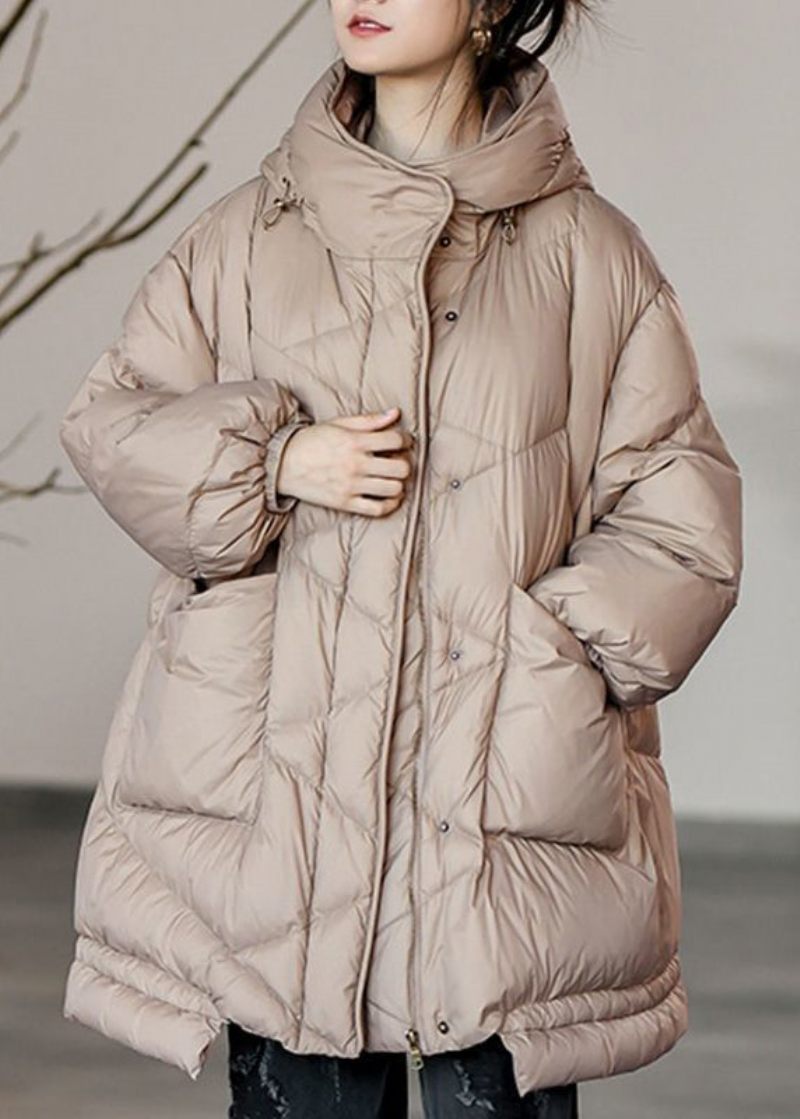 Plus Size Khaki Oversized Fickor Duck Down Puffer Jacka Vinter